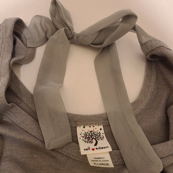 GRAY SELF ESTEEM LACE TOP - XL - Picture 3 of 5